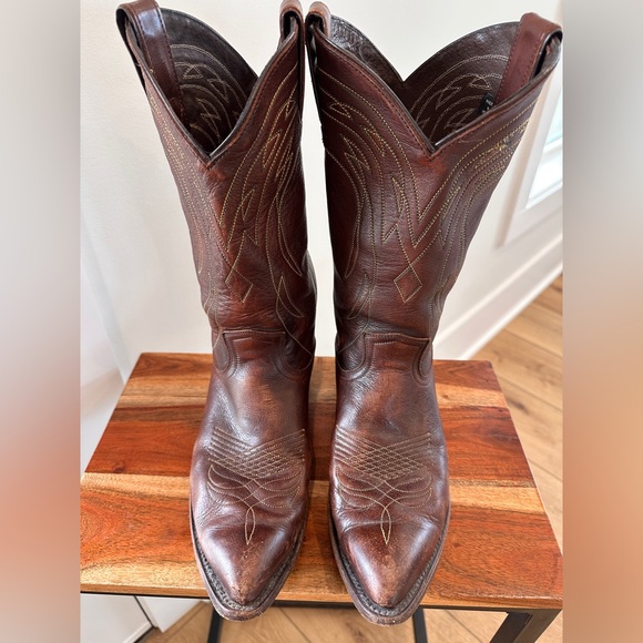 Vintage Frye Billy Pull On Western Boots Roper 87689 Leather Brown Mens Size 10D - Picture 2 of 10